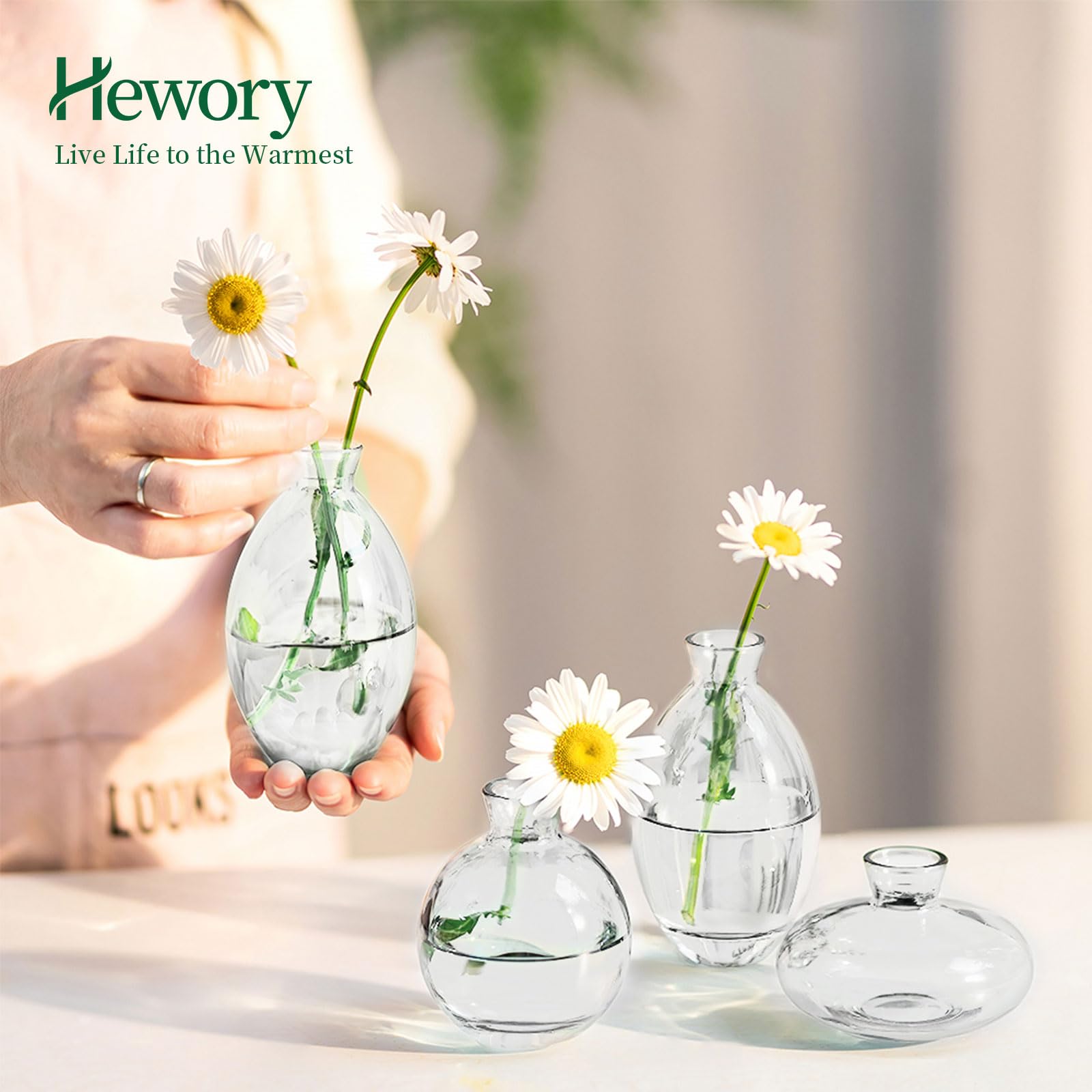 Amazon.co.jp: Hewory ガラス製花瓶 12個セット かわいい クリア